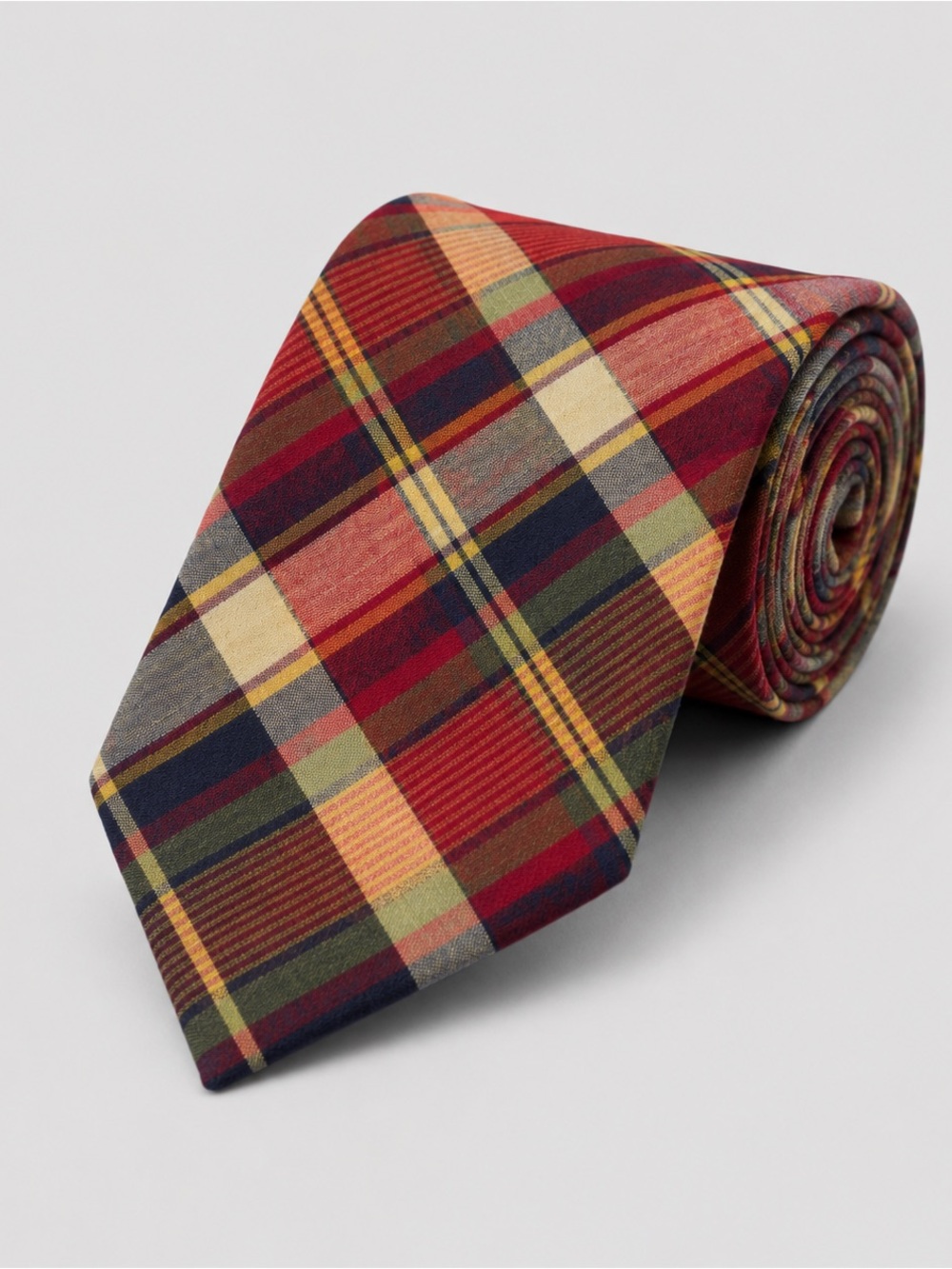 Vintage Madras Plaid Neck Tie Preppy Ivy League Academia Cottagecore Cotton